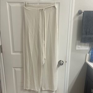 Zara Cream Trousers with Tie Detail
